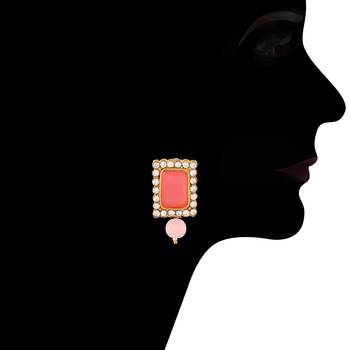 Gold Plated Traditional Handcrafted Stone Beaded Choker with Earrings For Women/Girls  3