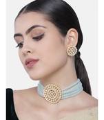 Traditional Light Weight Beaded Choker Set Glided With Moti Work 