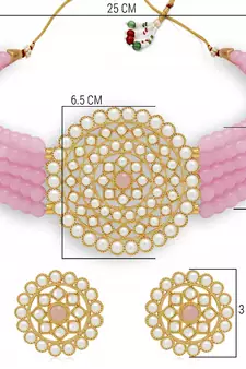 Gold Plated Traditional Light Weight Beaded Choker Set Glided With Moti Work 