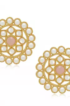 Gold Plated Traditional Light Weight Beaded Choker Set Glided With Moti Work 