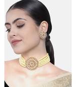 Traditional Light Weight Beaded Choker Set Glided With Stones & Moti Work