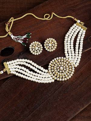 Traditional Beaded Choker Set Glided With Kundan Work For Women/Girls  1