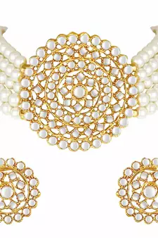 Traditional Beaded Choker Set Glided With Kundan Work For Women/Girls 