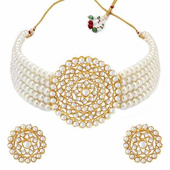 Traditional Beaded Choker Set Glided With Kundan Work For Women/Girls  4