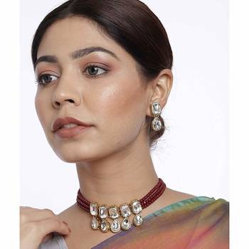 Traditional Handcrafted Beaded Choker with Earrings For Women/Girls  1