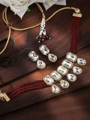 Traditional Handcrafted Beaded Choker with Earrings For Women/Girls  2