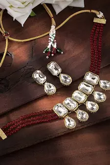 Traditional Handcrafted Beaded Choker with Earrings For Women/Girls 