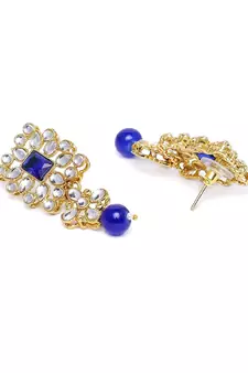 Beaded Choker Set Studded with Pearl & Kundan with Earrings & Maang Tikka for Women (ML224Bl)