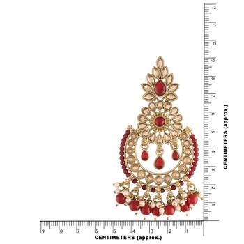Traditional Handcrafted Earrings With Maang Tikka Encased with Faux Kundan & Pearl for Women/Girls (TE4001M) 5