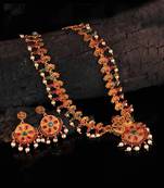 Gold Plated Stone Studded Necklace Set