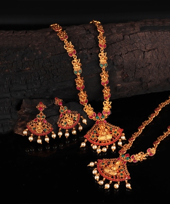 Gold plated Stone Studded Long and 