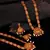 Gold plated Stone Studded Long and Short Necklace Set With Earings