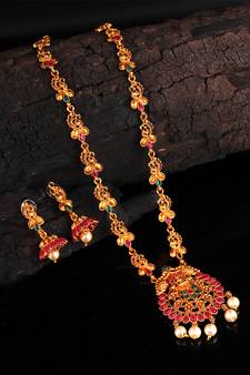 Gold plated Stone Studded Necklace Set