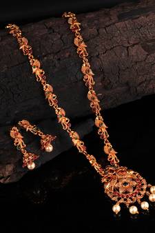 Gold plated Stone Studded Necklace Set