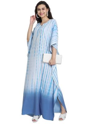 JSDC Women Beach Wear Long Ankle Length Printed Tie Dye Cotton Kaftan 2