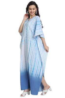 JSDC Women Beach Wear Long Ankle Length Printed Tie Dye Cotton Kaftan 4