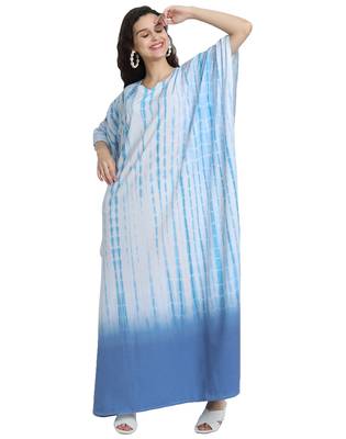 JSDC Women Beach Wear Long Ankle Length Printed Tie Dye Cotton Kaftan 5