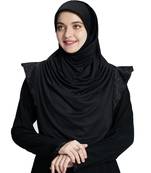 Mehar Hijab's Modest Women's Designed Stylish Polycotton Feel Good Fabric  Naaz Hijab Black-Black 
