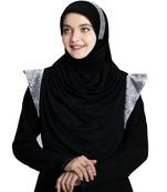Mehar Hijab's Modest Women's Designed Stylish Polycotton Feel Good Fabric  Naaz Hijab Black-Silver Glit   