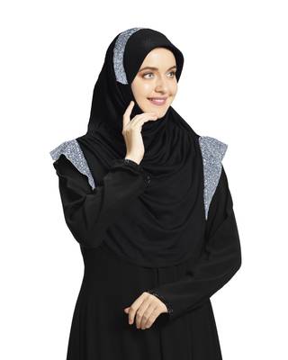 Mehar Hijab's Modest Women's Designed Stylish Polycotton Feel Good Fabric  Naaz Hijab Black-Silver Glit    2