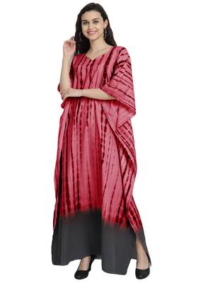 JSDC Maroon Color Printed Cotton Kaftan For Women 1
