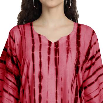 JSDC Maroon Color Printed Cotton Kaftan For Women 2