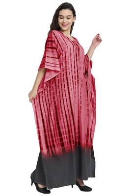 JSDC Maroon Color Printed Cotton Kaftan For Women 4