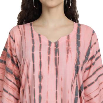 JSDC Tie Dye Cotton Printed Women Long Caftan Kaftan Kurta 2
