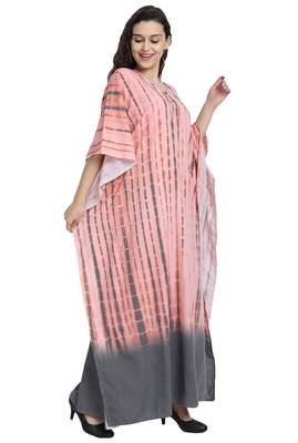 JSDC Tie Dye Cotton Printed Women Long Caftan Kaftan Kurta 4
