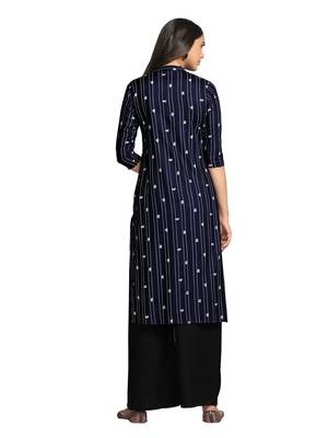Blue printed cotton long-kurtis 2