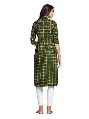 Green printed cotton long-kurtis 2