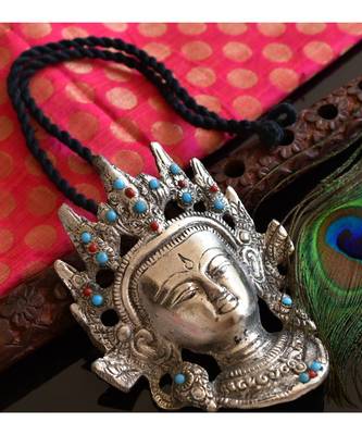 Awesome Silver T1 Durga Huge And Heavy Pendant Chain Dj14805 1