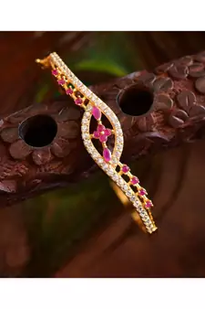 BEAUTIFUL CZ WHITE-RUBY DESIGNER BRACELET DJ23011