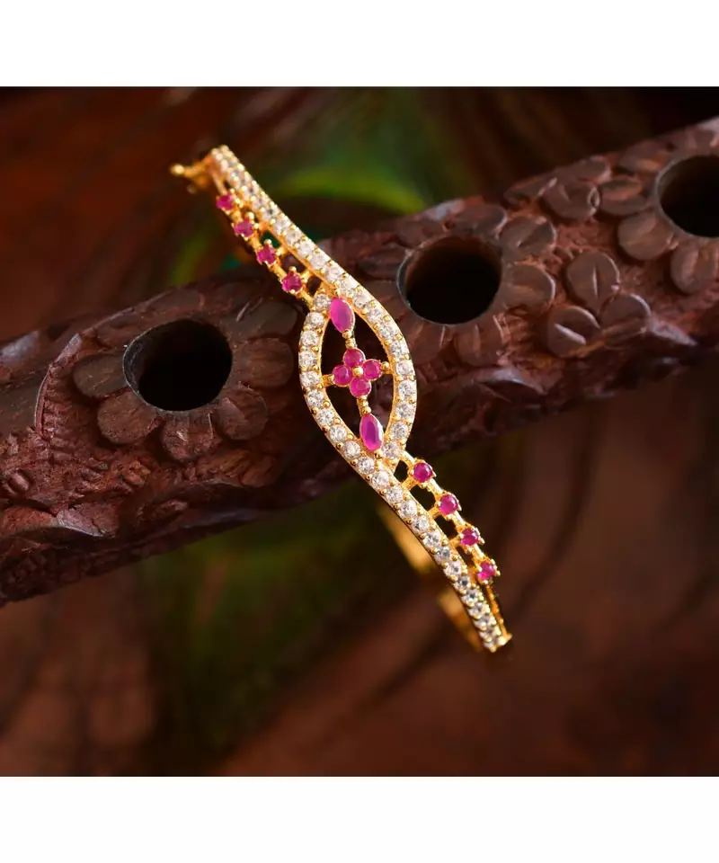 BEAUTIFUL CZ WHITE-RUBY DESIGNER BRACELET DJ23011