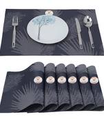 NFI essentials PVC Dining Table Dinner Mats Set of 6 Pcs Dinner Placemats Multipurpose Dinner & Kitchen Coaster (Blue)