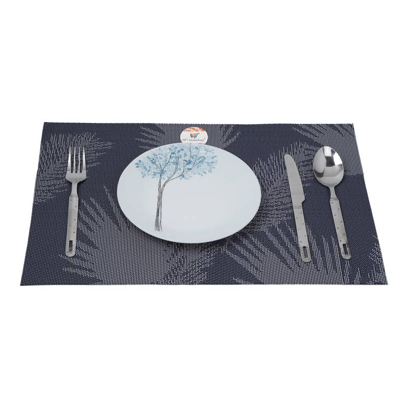 NFI essentials PVC Dining Table Dinner Mats Set of 6 Pcs Dinner Placemats Multipurpose Dinner & Kitchen Coaster (Blue)
