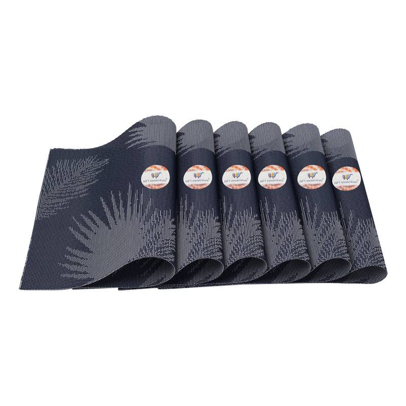 NFI essentials PVC Dining Table Dinner Mats Set of 6 Pcs Dinner Placemats Multipurpose Dinner & Kitchen Coaster (Blue)