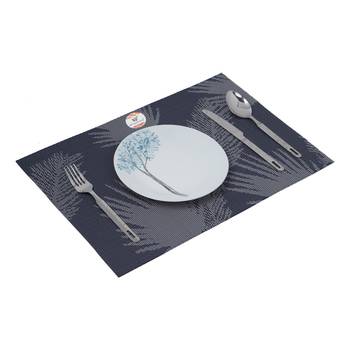 NFI essentials PVC Dining Table Dinner Mats Set of 6 Pcs Dinner Placemats Multipurpose Dinner & Kitchen Coaster (Blue) 5