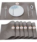 NFI essentials PVC Dining Table Dinner Mats Set of 6 Pcs Dinner Placemats Multipurpose Dinner & Kitchen Coaster (Brown)