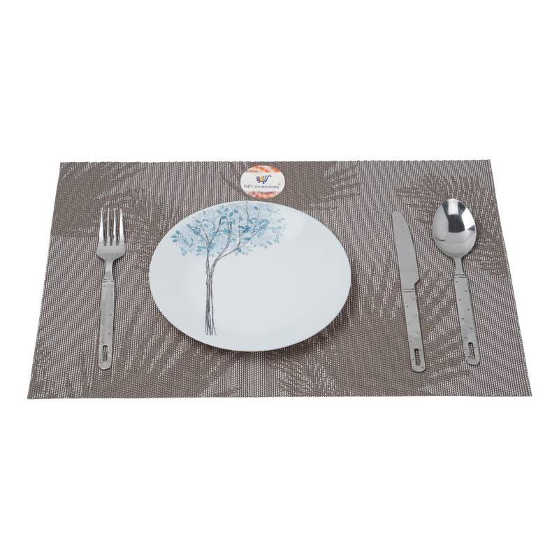 NFI essentials PVC Dining Table Dinner Mats Set of 6 Pcs Dinner Placemats Multipurpose Dinner & Kitchen Coaster (Brown)