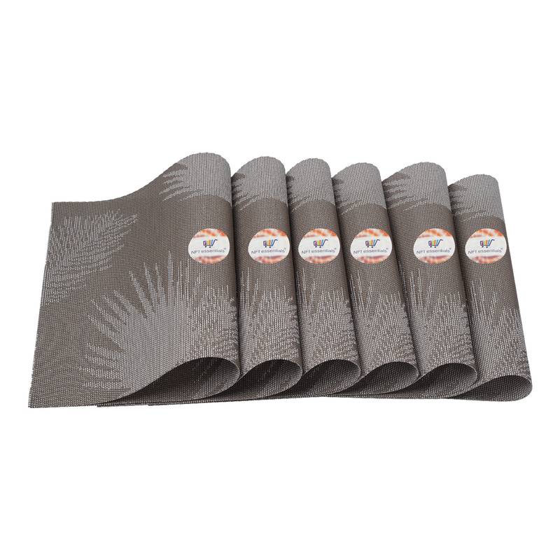 NFI essentials PVC Dining Table Dinner Mats Set of 6 Pcs Dinner Placemats Multipurpose Dinner & Kitchen Coaster (Brown)