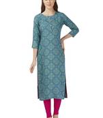 Teal printed kurta 