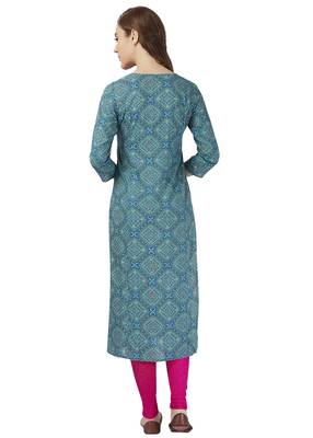Teal printed kurta  4