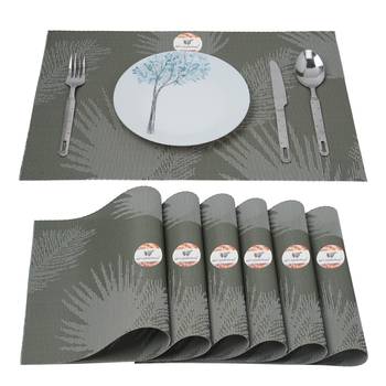 NFI essentials PVC Dining Table Dinner Mats Set of 6 Pcs Dinner Placemats Multipurpose Dinner & Kitchen Coaster (Green) 1