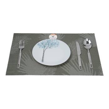 NFI essentials PVC Dining Table Dinner Mats Set of 6 Pcs Dinner Placemats Multipurpose Dinner & Kitchen Coaster (Green) 3