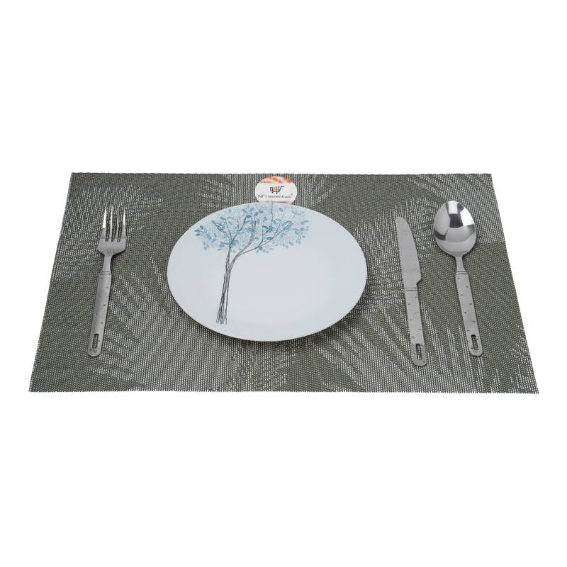 NFI essentials PVC Dining Table Dinner Mats Set of 6 Pcs Dinner Placemats Multipurpose Dinner & Kitchen Coaster (Green)