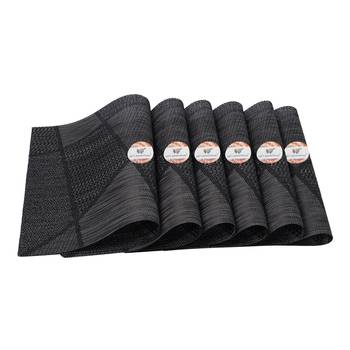 NFI essentials PVC Dining Table Dinner Mats Set of 6 Pcs Dinner Placemats Multipurpose Dinner & Kitchen Coaster (Black) 3