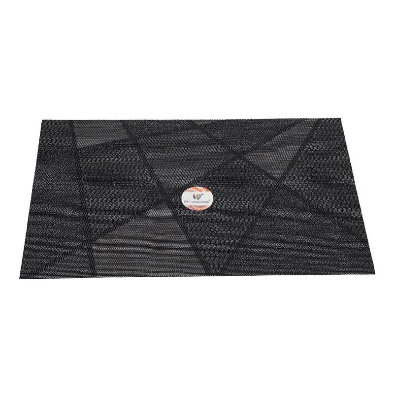 NFI essentials PVC Dining Table Dinner Mats Set of 6 Pcs Dinner Placemats Multipurpose Dinner & Kitchen Coaster (Black)