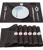 NFI essentials PVC Dining Table Dinner Mats Set of 6 Pcs Dinner Placemats Multipurpose Dinner & Kitchen Coaster (Brown)
