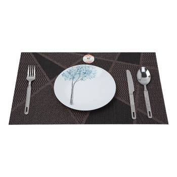 NFI essentials PVC Dining Table Dinner Mats Set of 6 Pcs Dinner Placemats Multipurpose Dinner & Kitchen Coaster (Brown) 2